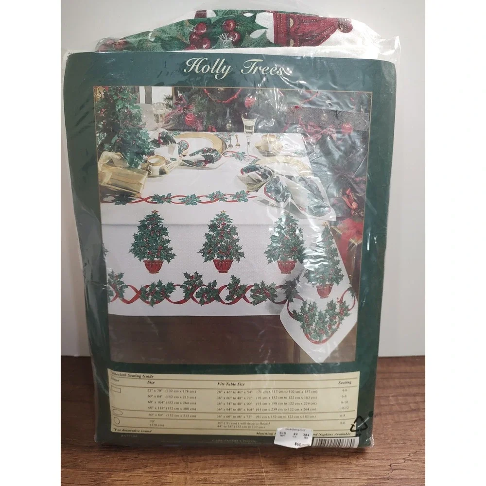 Wilton Court Cloth Holly Trees Tablecloth 60